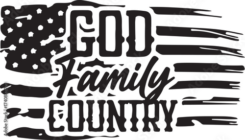 Vector art of god family country on american flag, patriotic design