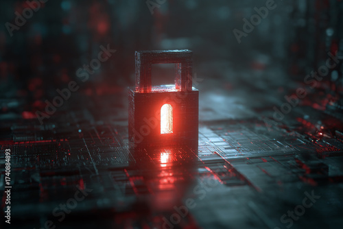 Glowing padlock symbolizing cybersecurity and data protection
