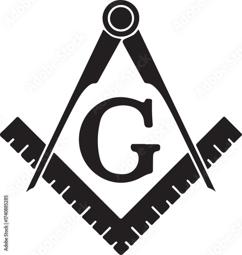 Vector art of masonic square and compass symbol
