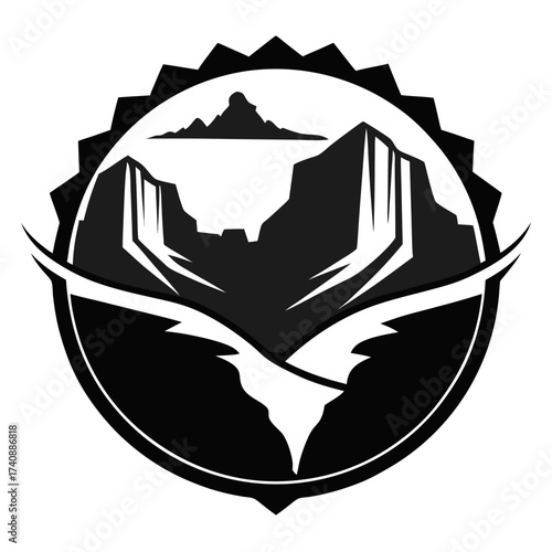 Canyon Crest Silhouette Vector – Mountain Landscape Nature Design