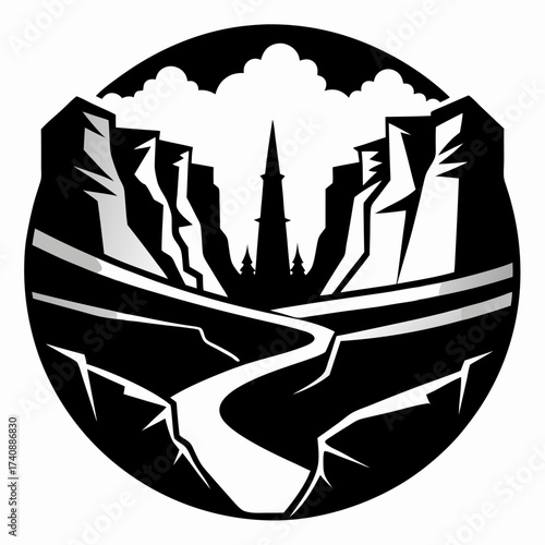 Canyon Crest Silhouette Vector – Mountain Landscape Nature Design