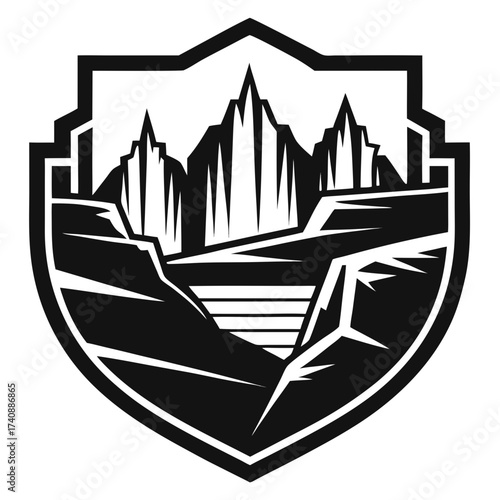 Canyon Crest Silhouette Vector – Mountain Landscape Nature Design