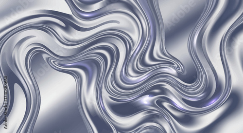 A captivating smooth flowing metallic liquid silver waves abstract texture background, featuring dynamic undulations and reflective surfaces for elegant modern design and digital art