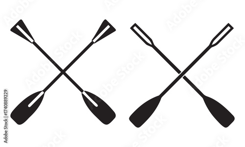 Crossed Kayak Paddles Icon – Minimal Oar Logo Vector