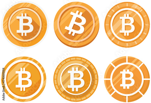 Bitcoin coins with shiny textures cryptocurrency symbols for digital currency and blockchain concept