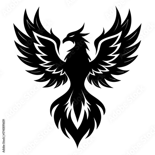 Phoenix birds vector clean black silhouette design white background