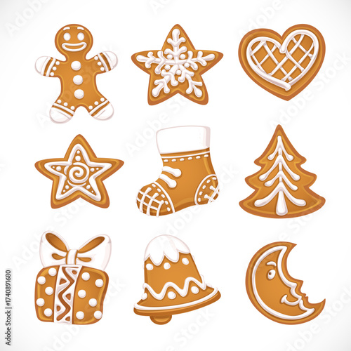 Christmas gingerbread isolated on white background