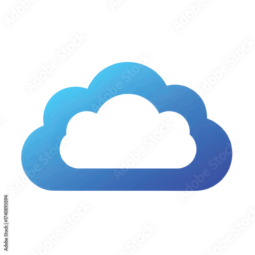 Simple blue gradient cloud icon representing cloud computing and online data storage. Vector illustration for web and apps