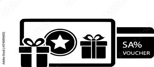 Voucher gift icon vector. Star, gift box, discount card, donation, Sale voucher, illustration