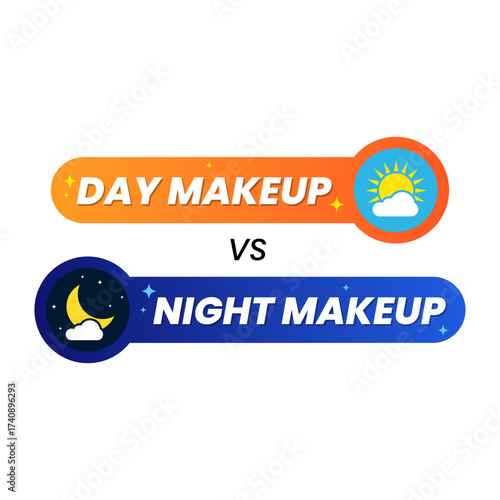 Day night makeup style woman girl icon button design vector