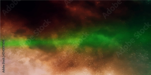 Abstract colorful smoke texture with dark green particles and blue light