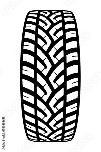 Vector Illustration of a Modern Automotive Tire Tread Pattern – High-Performance Design for Superior Grip, Traction & Durability. Ideal for All-Season Driving, Off-Road Adventures & Enhanced Vehicle S