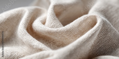 Elegant flowing linen fabric texture with soft neutral tones perfect for luxury design, home decor, fashion, and background use