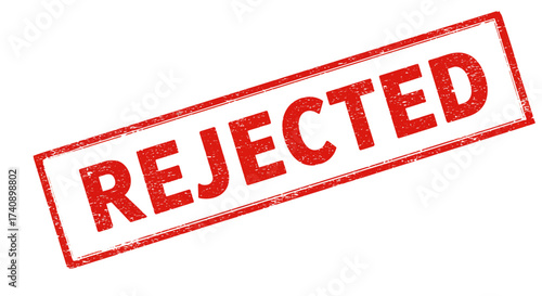 Red rejected stamp sign icon symbolizing denial approval status and business rejection in graphic design communication isolated on white background