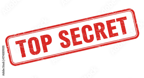 Top secret red rubber stamp imprint on symbolizing confidential information and classified documents isolated on white background