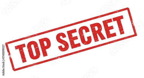 Top secret stamp red bold letters official classified information confidential document access restricted forbidden unclassified governmental agency security isolated on white background