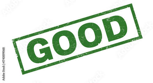 Green rubber stamp affirmation word good approved approved stamp symbol success positive approval mark agreement sign isolated on white background