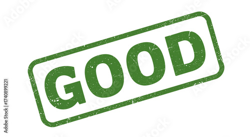 Green good stamp rectangular badge approval affirmation yes confirmation accept okay positive choice quality seal stamp icon isolated on white background