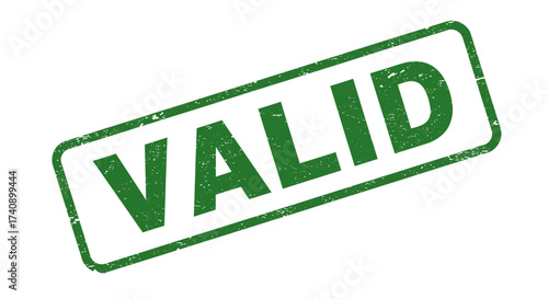 Green stamp of approval "valid" showing agreement or authenticity isolated on isolated on white background