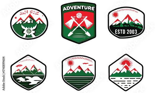 Kayak Canoe & Rafting Badge Logos – Adventure Tour Vector