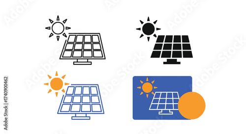 Vector illustration of solar panel icon set collection of alternative energy sources, renewable energy, and sustainable technology concept