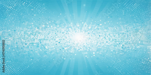 A cold winter abstract blue background with a water splash and falling snowflake pattern creates a magic holiday design
