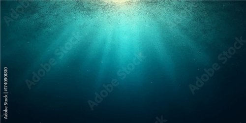 Deep blue ocean water loop with abstract light rays from the surface