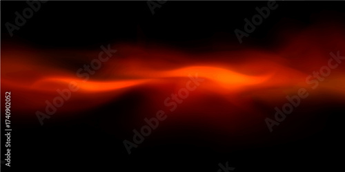 Abstract fiery orange and red flames glow with bright heat and energy against a black background, a dynamic abstract fire design