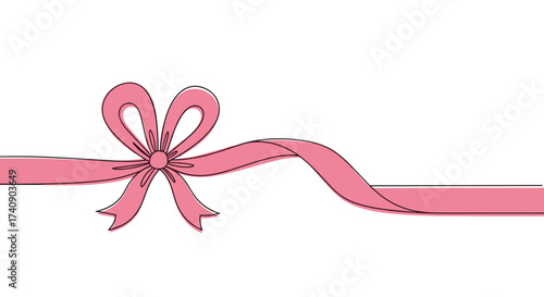 Pink gift ribbon with a bow, elegant design