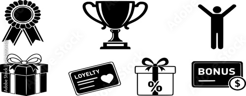 prize, trophy, winner, gift, loyalty program, bonus card illustration