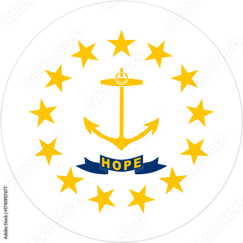 Rhode Island State Flag with Anchor and Stars