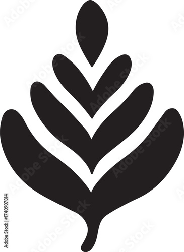 Simple black stylized leaf or plant icon