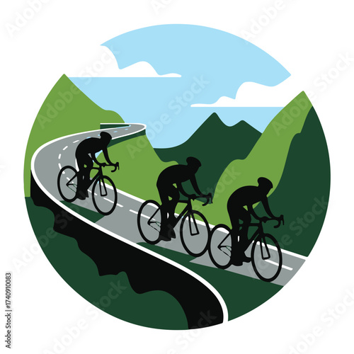 Cycling Adventure Vector, Mountain Biking, Road Cycling, Outdoor Sports, Healthy Lifestyle Illustration