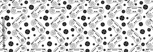 Seamless game controller banner with buttons.