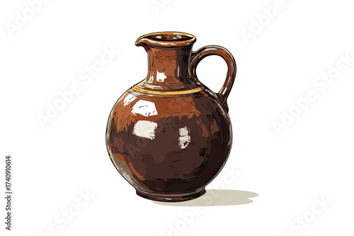 Clay brown jug craft isolated