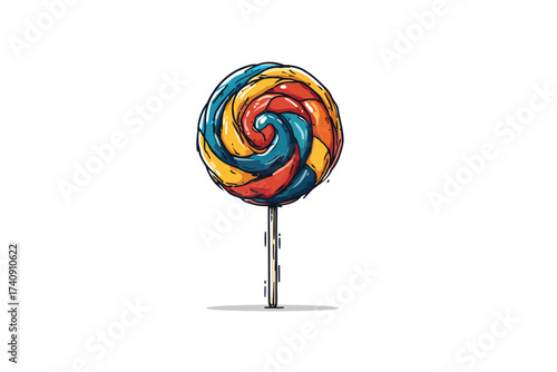 Colorful lollipop with swirls round isolated