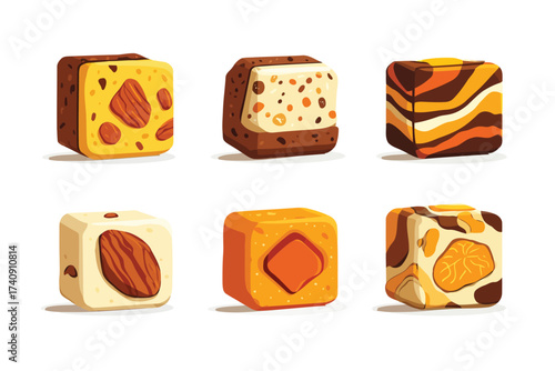 Mix barfi meal barfi isolated