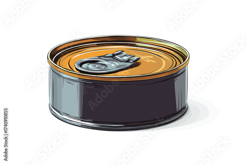 Open tin can pack isolated
