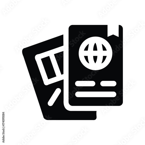 Vector art of black and white vector illustration of passport, a symbol of travel and identity
