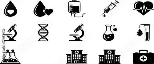 Medicine icon Set Vector. Blood donation concept illustration