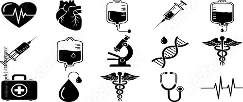 Medicine icon Set Vector. Blood donation concept illustration