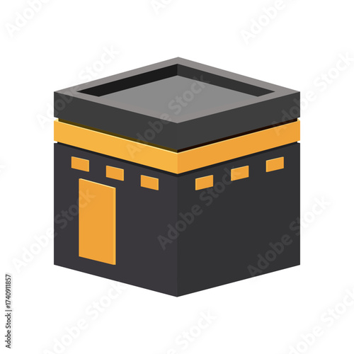 Holy Kaaba Illustration in Makkah with Gold and Black Design Symbolizing Hajj and Umrah Pilgrimage