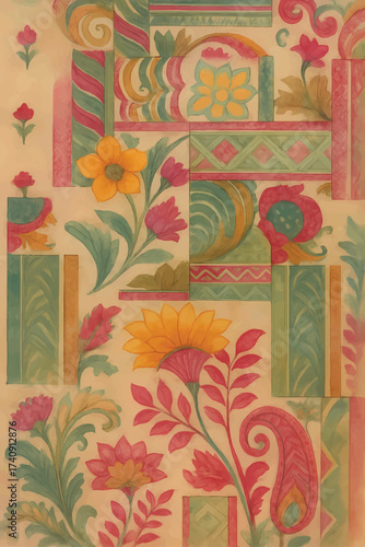 HIGH QUALITY FLOWER AND GEOMETRICAL MOTIF FOR SAREE AND DUPATTA