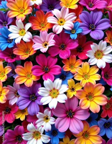 Vibrant floral background with a profusion of colorful blooms, perfect for spring or summer designs, cards, or websites, card, floral