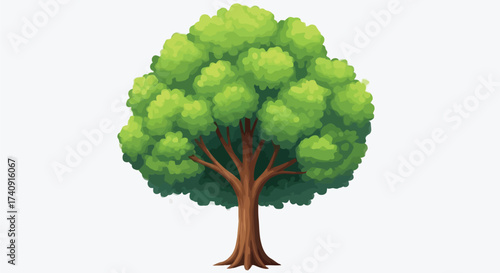 Vector illustration of a vibrant green deciduous tree with a full canopy