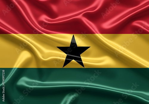 The vibrant national flag of ghana with a striking black star