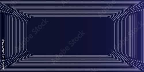 Abstract glowing blue circle lines on dark background. Retro style. Geometric stripe line art design. Modern shiny blue lines pattern. Technology futuristic concept. Vector illustration