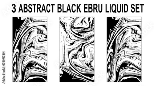 Set of Marble wavy pattern. Abstract background illustration. Ebru
