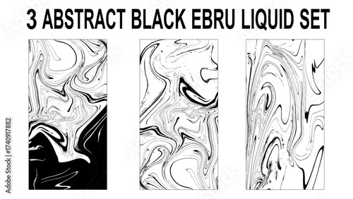 Set of Marble wavy pattern. Abstract background illustration. Ebru