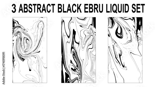 Set of Marble wavy pattern. Abstract background illustration. Ebru, Turkish marbling art background collection. Suminagashi. Hand drawn marbling illustration technique. Watercolor stains, abstract.